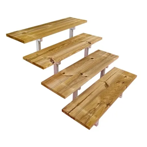Holztreppe mit Stahl Treppenwangen im Set, 2 bis 5 Stufen, Gartentreppe, druckimprägniertes KDI Holz (4 Stufen, 80 cm)