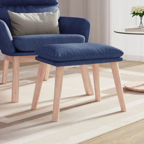 vidaXL Fußhocker Blau 45x29,5x35 cm - Moderner Fußhocker in Blau, ideal für entspannte Momente. Mit stabilen Holzbeinen und atmungsaktivem Stoff bietet er Komfort und vielseitige Einsatzmöglichkeiten in Ihrem Wohnraum.