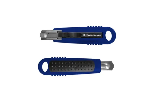 Soennecken Cuttermesser Soennecken Safety-Cutter 18mm blau Nr. 3518, 2 Ersatzklingen