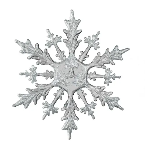 Hänge-Deko Eiskristall Schneeflocke 30cm x 30cm farblos mit Glitzer Fensterdeko