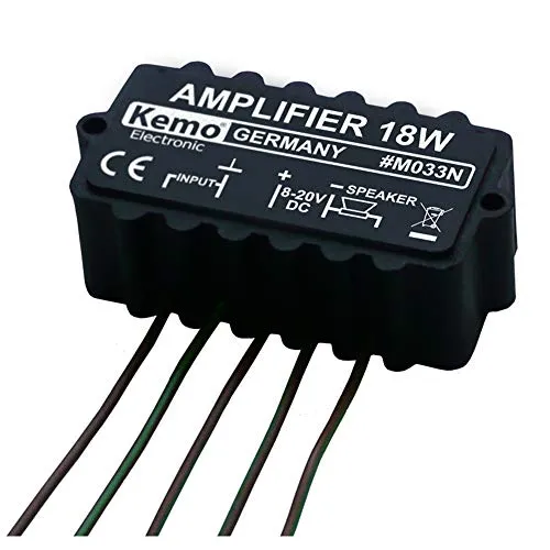 Kemo M033N Robuster Universal-Verstärker 18 W. Feuchtigkeits- und rüttelfest. Elektronische Sicherung gegen Überhitzung und Überlastung