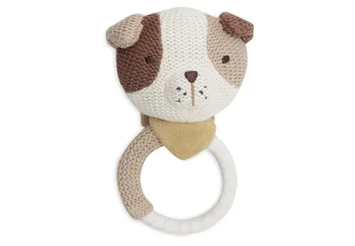 Produktbild Jollein Beißring Baby – Mick – Zahnungshilfe – BPA-Frei – Gestrickter Hundekopf – Silikon Beissring – Baby Spielzeug – Beißhilfe bei Zahnungsschmerzen