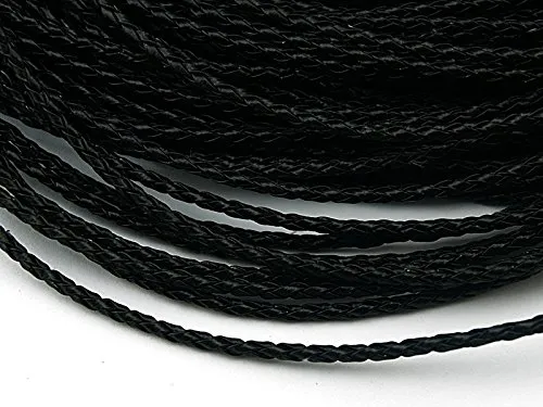 m Kunstlederband geflochten schwarz 3 mm 2
