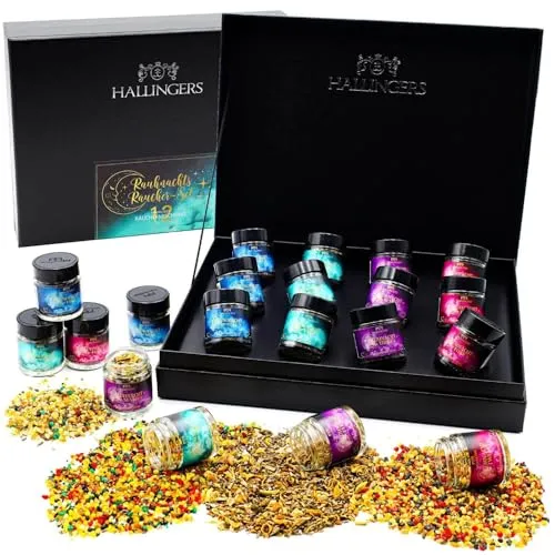 Hallingers 12er Premium Räucherwerk für die Rauhnächte als Geschenk-Set zum Räuchern - Made in Germany