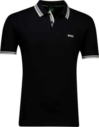 Boss Green Paddy Polo schwarz einfarbig normale Passform Baumwolle