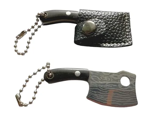 AE-GLAS Ultramini Taschenmesser Edelstahl für Schlüsselanhänger mit Holzgriff und Schutzkappe, Kleines Messer, Mini Cuttermesser, Paketöffner, Brieföffner, Handarbeit (Schwarz 30-45)