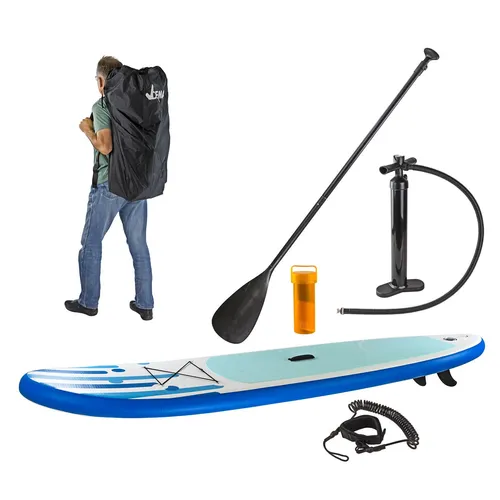 SUP Stand Up Paddle Board 305x81 cm Surfboard blau aufblasbar + Paddel + Zubehör