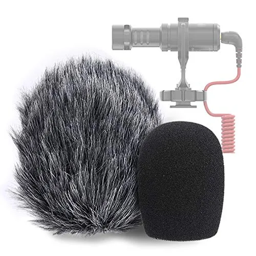 YOUSHARES VideoMicro Mikrofon Schaumstoff Windschutz & Windschutzscheibe Muff - Foam & Furry Wind Filter Pop-Schutz für Rode VideoMicro, VideoMic Me Me-L Mic (2 Pack)