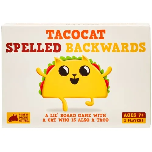 Exploding Kittens - Tacocat Spelled Backwards, Familienfreundliche Partyspiele, Kartenspiele für Erwachsene, Jugendliche & Kinder