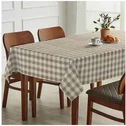 ANRO Tischdecke Stoff Digitalprint Tischtuch EasyClean ACRYL Beschichtet Tischwäsche (Einzelstück 1-tlg), auch als Gartentischdecke - ACRYL Beschichtet beige eckig | 100 cm x 180 cm