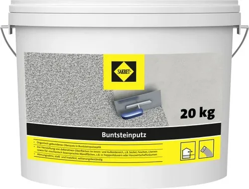 SAKRET Buntsteinputz hellgrau 20 kg - Putz für kreative Gestaltung, witterungsbeständig und ideal für Innen- und Außenanwendungen.