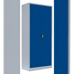 Lüllmann Stahl-Aktenschrank - Abschließbarer Büroschrank in Lichtgrau/Blau - Büroschrank mit 4 höhenverstellbaren Einlegeböden für bis zu 65 kg Tragkraft. Ideal zur sicheren Aufbewahrung von Akten und Werkzeug. Robuste Stahlkonstruktion, komplett verschweißt und pflegeleicht.