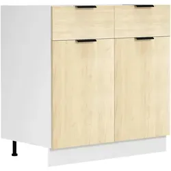 VCM Küchenschrank mit zwei Drehtüren und Schublade - Küchen-Schränke, pflegeleichte Oberfläche, verstellbare Füße und robustes Montagematerial für hohe Stabilität.