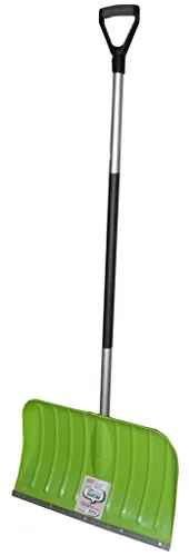Kunststoff-Schneeschieber 55 cm mit Alu-Ovalstiel und D-Griff grün