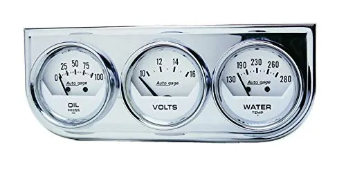 Auto Meter 2325 Autogage Öl-/Volt- und Wasseranzeige mit Chromstahl