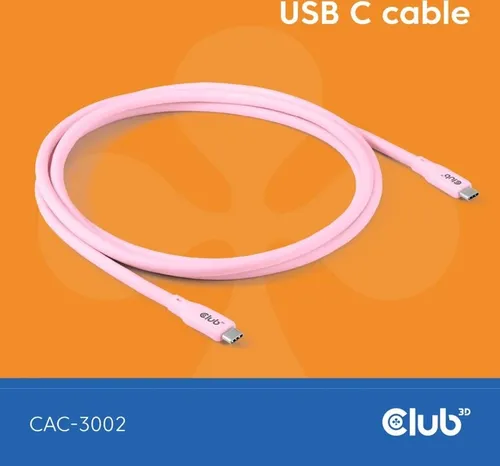 Club3D Lifestyle USB-C Kabel PD 240W,20Gbps 2m pink