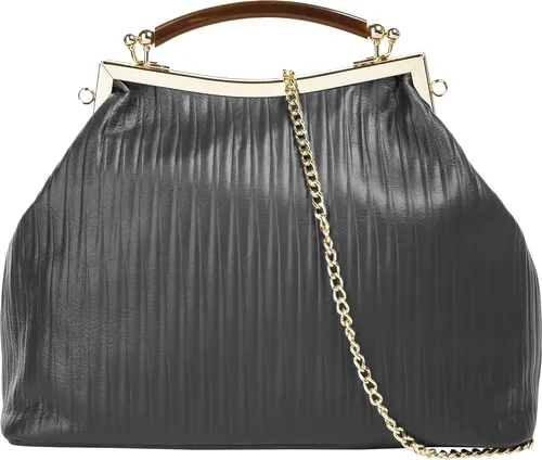 Cluty Handtasche Echt Leder Damen | Elegante Bügeltasche aus Italien - Damen-Schultertaschen: Hochwertige Cluty Ledertasche mit viel Platz, abnehmbarer Schulterkette und stilvollem Bügelverschluss - ideal für jeden Anlass.