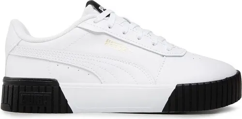 PUMA Damen Carina 2.0 Sneaker - Stilvoll in White Team Gold - Damen-Sneaker mit breiterer Zwischensohle für optimalen Komfort und trendigem Design, ideal für lässige Outfits.