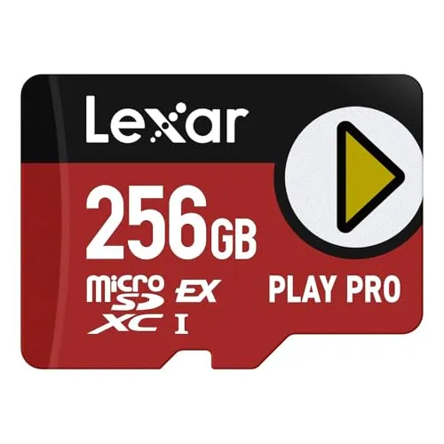 Lexar microSD Express PLAY Pro 256GB - Speicherkarten für Gamer, beeindruckende Lesegeschwindigkeit von bis zu 900MB/s für blitzschnelle Ladezeiten und ruckelfreies Spielen, abwärtskompatibel mit UHS-I Geräten.