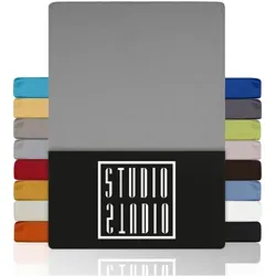 STUDIO Spannbettlaken Basic 180x200 cm - Bettlaken aus 100% gekämmter Baumwolle, OEKO-TEX 100 zertifiziert, ideal für Matratzen bis 25 cm Höhe, pflegeleicht und bügelfrei, in elegantem Silber grau.