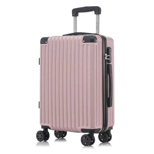 YONSLY Trolley Reisekoffer M Roségold mit 4 Rollen - Robuster Hartschalenkoffer für jedes Abenteuer, ausgestattet mit 360°-Doppelrollen für mühelose Mobilität und einem integrierten Sicherheitsschloss für sorgenfreies Reisen.