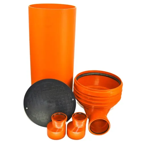 KARMAT/Dyka Megaastore KG Schacht DN400/DN125 - Komplett SET - KG Rohr 100 cm - Kanal Entwässerung - Kontrollschacht Revisionsschacht Komplett SET
