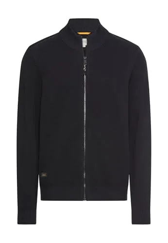 camel active Herren Strickjacke Navyblau mit Stehkragen - Bequeme Strickjacke aus 100% Baumwolle mit Stehkragen für optimalen Windschutz. Ideal für lässige Outfits, Regular Fit für hohen Tragekomfort.