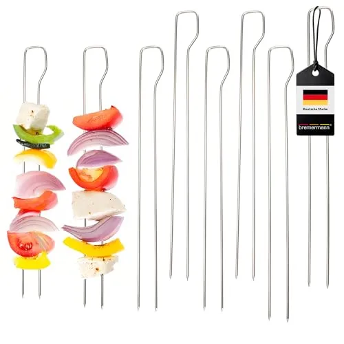 bremermann Doppel-Grillspieße 8er Set // Edelstahl ca. 29 cm // Schaschlik-Spieße im Vorteilspack