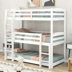 Etagenbett mit 3 Schlafgelegenheiten und Rollrost, 90x200 cm, umbaufähig - Praktisches Etagenbett für bis zu 3 Kinder, wandelbar zu 2 Einzelbetten. Aus stabilem Kieferholz mit sicherem Rausfallschutz und einfacher Selbstmontage.