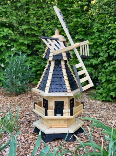Gartenwindmühle XXL aus Holz mit drehbaren Flügeln 99 cm