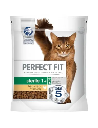 Perfect Fit Katzenfutter Trockenfutter Pro-Sterile für sterilisierte/ kastrierte Katzen Adult 1+ Reich an Huhn, 1 Beutel (1 x 750g)