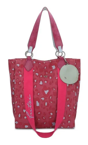 Fritzi aus Preussen Damen Izzy02 Canvas Leo Pink Tote-Bag - Damen-Shopper mit abnehmbarer Anhängertasche für zusätzlichen Stauraum und stylisches Design.