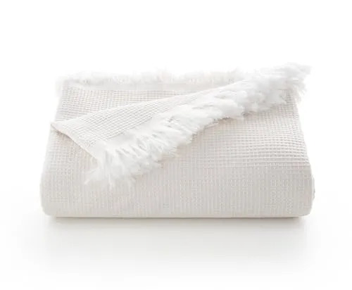 GAMUSI Mehrzweck-Tagesdecke für Bett 135/150 cm und Sofa, Tagesdecke, Sofaüberwurf, 3-Sitzer, weich und atmungsaktiv, Baumwolle, Wabenmuster, 230 x 280 cm, naturfarben