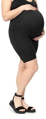 Merry Style Große Größen Damen Kurze Umstandsleggings aus Viskose MS10-462 (Schwarz, 4XL)