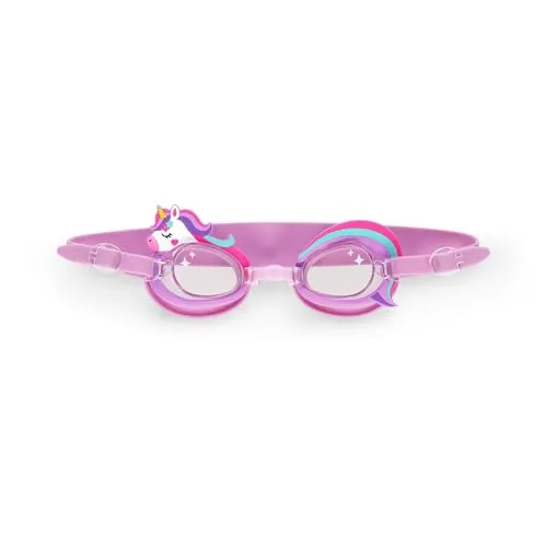 Legami - Schwimmbrille, Kinder-Schwimmbrille, Anti-Fog-Gläser, UV-Schutz, mit Gummiband und verstellbarem Nasensteg, Einhorn, Lila
