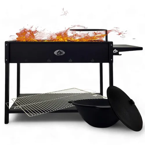 Mangal Set Batyr XL Schaschlikgrill 100cm mit Grillrost Kasan 8L - Grills, ideal für gesellige Grillabende im Freien, mit großzügigem Grillrost und großem Kasan für perfekte Zubereitung von Schaschlik.