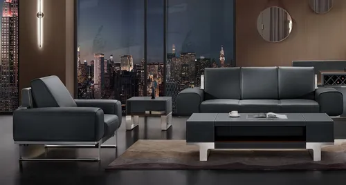 Moderne Leder Couchgarnitur 3+1 Sitzer Set Schwarz - Elegante 2-tlg. Sofa Gruppe für bis zu 4 Personen, mit mittelweicher Polsterung und robustem Kunstleder – ideal für jedes Wohnzimmer.