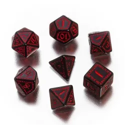 Q-Workshop Runic Würfel - 7 Stück - schwarz und rot 257592