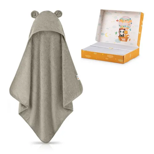 Fuchs&Panda Kapuzenhandtuch Baby EXTRA dick, warm & weich | 75x75cm aus 100% Bambus - Babybadetuch mit Kapuze, 600GSM für extra Flauschigkeit und Wärme. Ideal als Geschenk zur Geburt, liebevoll verpackt und hypoallergen.