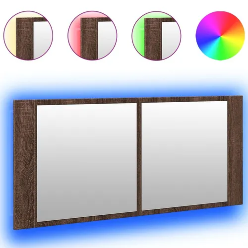 vidaXL LED-Spiegelschrank Braun Eichen-Optik 100x12x45 cm - Stylischer Spiegelschrank mit RGB-LED-Beleuchtung für individuelles Lichtambiente, ideal für jedes Badezimmer. Bietet viel Stauraum und einfache Wandmontage.