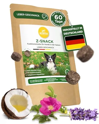 KUNTO® Z-Snack - optimierte Rezeptur 2026 - Kräuter-Drops für aktive Outdoor Hunde in der Zeckensaison - mit Zistrose, Kokosöl & Vitamin-B Komplex - getreidefrei & hypoallergen -100% Natur (350g)