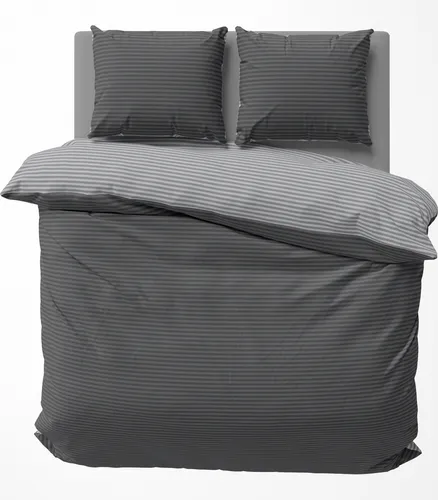 Wendebettwäsche gestreift Streifen Stripes modern Bettbezüge Renforcé Baumwolle, Größe:3 teilig 200x220 cm, Farbe:grau / anthrazit