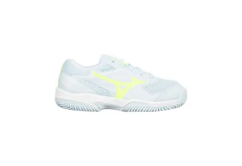 Mizuno Break Shot 5 - Sandplatzcourt Tennisschuh in Weiß 38,5 EU - Sportlicher Tennisschuh für Sandplatz mit optimaler Schnürung und modernem Design in Ice Water, Lightning Yellow und Ancient Water. Ideal für den professionellen Einsatz auf dem Platz.