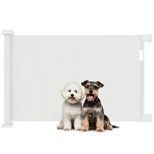PawHut Ausziehbares Treppenschutzgitter 0-136cm - Tür- & Treppengitter für Haustiere, sicher und ohne Stolpergefahr, ideal für kleine Hunde bis 40 cm Schulterhöhe, einfach zu installieren und zu entfernen.
