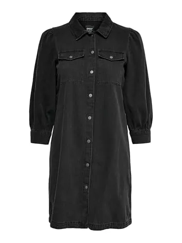 ONLY Damen ONLFELICA DNM Dress NOOS Kleid, Washed Black, XL - Freizeitkleider für Damen, hergestellt aus recycelter Baumwolle für Nachhaltigkeit und Umweltbewusstsein.