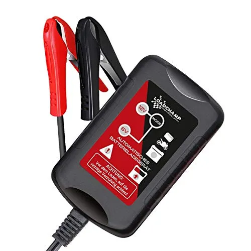 Loadchamp Automatik 6V 12V 1,5A (1500mAh) Batterie Ladegerät Blei Akku Motorrad KFZ NASS AGM Gel