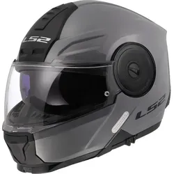 LS2 FF902 Scope II Solid Klapphelm - Grau - 3XL - Modularer Motorradhelm mit neuem Verschlusssystem und hervorragendem Feuchtigkeitsmanagement durch Coolmax Innenfutter, ideal für Stadt und Landstraße. Sicher und bequem für jedes Abenteuer.