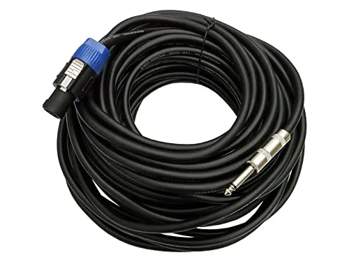 deetech SK-20B - Lautsprecherkabel 20m - 2x2,5mm² Speaker Stecker - 6,3mm Klinke, schwarz