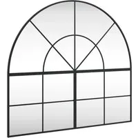 vidaXL Gewölbter Wandspiegel Schwarz 100x90 cm aus Eisen von vidaXL