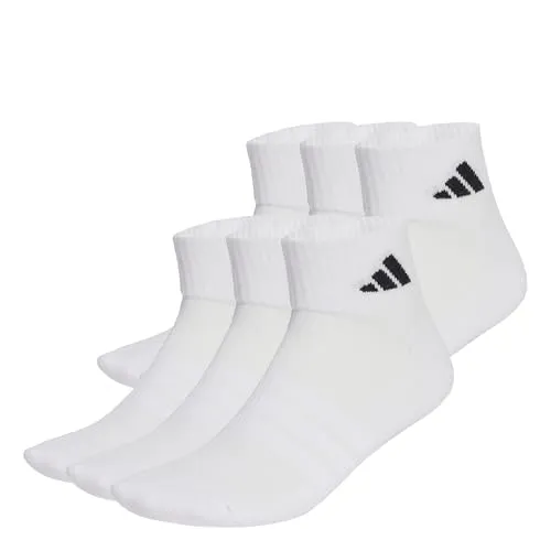 adidas Unisex Cushioned Essentials Ankle Socks 6 Pair Pack, white/white/black, 45-48